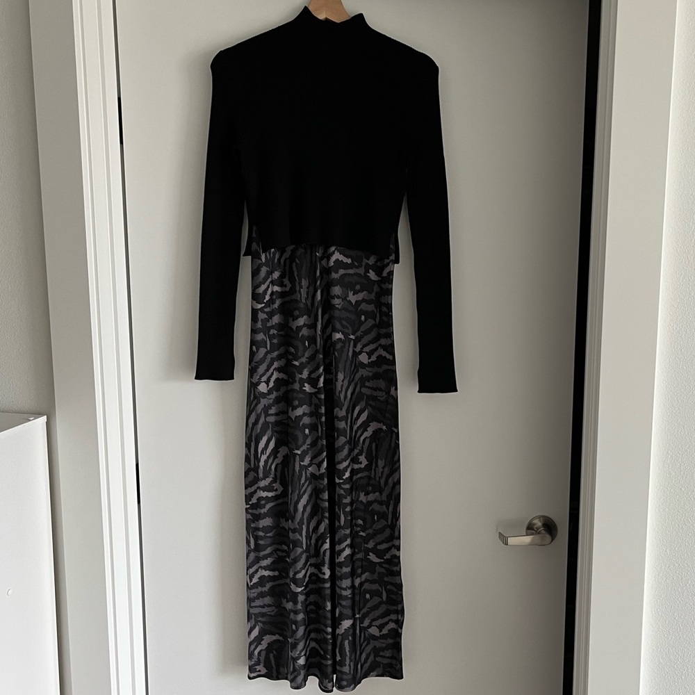 AllSaints Hera Remix 2-in-1 Midi Dress